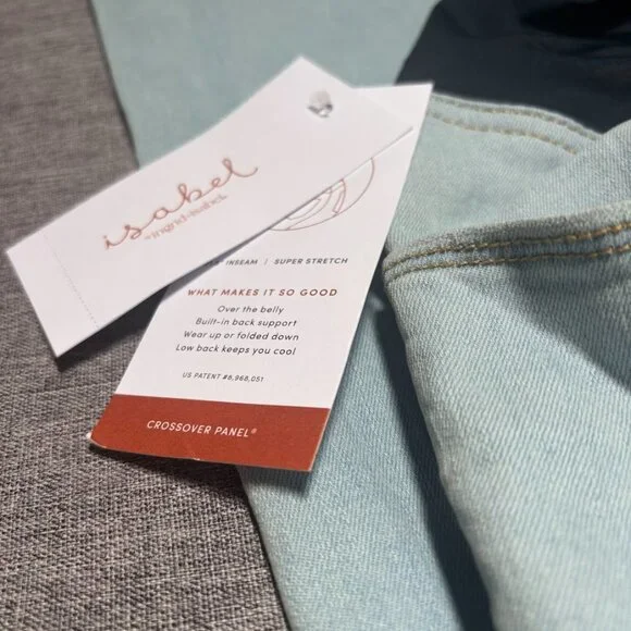 Over Belly High-Rise Denim Flare Maternity Pants, Size 16 - Picture 7 of 7